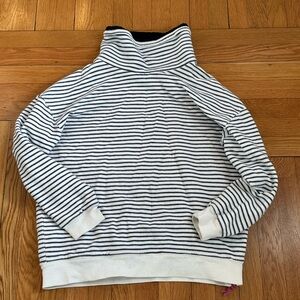 Joules Striped fleece cowl neck  Pullover - Navy & White nautical fisherman